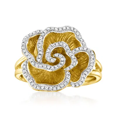 Ross-simons Diamond Flower Ring In 18kt Gold Over Sterling In Silver