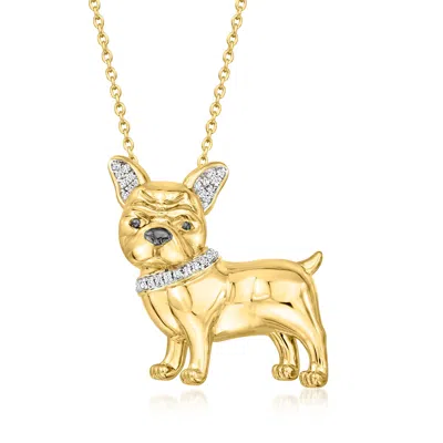 Ross-simons Diamond French Bulldog Pin/pendant Necklace In 18kt Gold Over Sterling In Multi