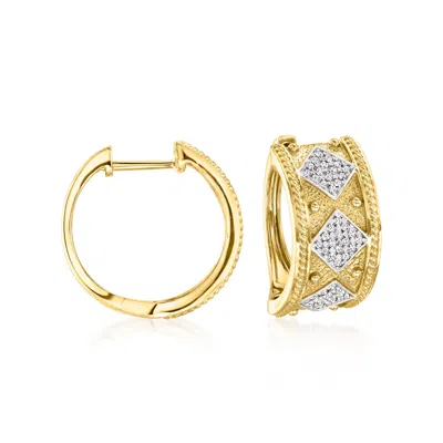 Ross-simons Diamond Geometric Hoop Earrings In 18kt Yellow Gold In Multi