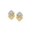 Ross-simons Diamond Geometric Link Earrings In 18kt Yellow Gold In Multi