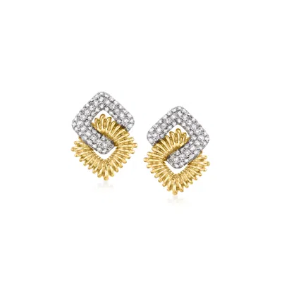 Ross-simons Diamond Geometric Link Earrings In 18kt Yellow Gold In Multi