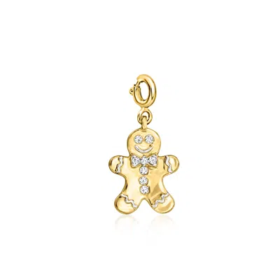 Ross-simons Diamond Gingerbread Man Charm In 18kt Gold Over Sterling