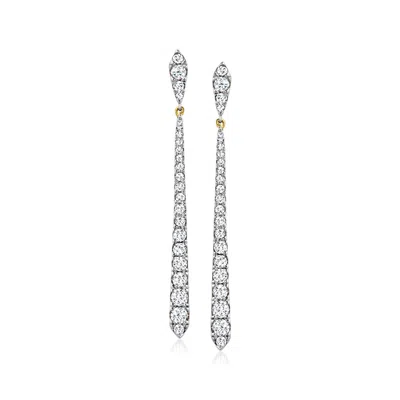 Ross-simons Diamond Graduated Linear Drop Earrings In 14kt Yellow Gold In Multi