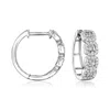 Ross-simons Diamond Halo Hoop Earrings In 14kt White Gold In Silver