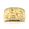 Ross-simons Diamond Hammered Ring In 18kt Gold Over Sterling In White