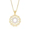 Ross-simons Diamond Heart Circle Pendant Necklace In 18kt Gold Over Sterling In Multi