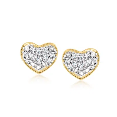 Ross-simons Diamond Heart Earrings In 18kt Gold Over Sterling
