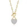 Ross-simons Diamond Heart Lock Toggle Necklace In 18kt Gold Over Sterling And Sterling Silver In Silver