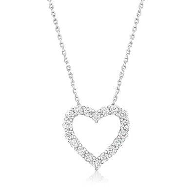 Ross-simons Diamond Heart Pendant Necklace In 14kt White Gold In Multi