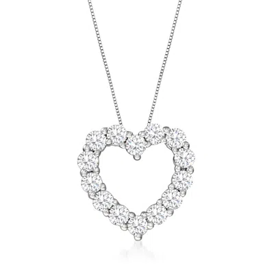 Ross-simons Diamond Heart Pendant Necklace In 14kt White Gold In Multi
