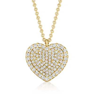 Ross-simons Diamond Heart Pendant Necklace In 14kt Yellow Gold In Multi