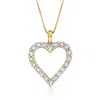 Ross-simons Diamond Heart Pendant Necklace In 18kt Gold Over Sterling In Multi