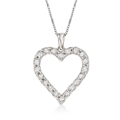 Ross-simons Diamond Heart Pendant Necklace In Sterling Silver In Multi