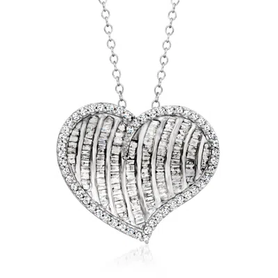 Ross-simons Diamond Heart Pendant Necklace In Sterling Silver In Multi
