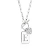 Ross-simons Diamond Heart Personalized Tag Paper Clip Link Toggle Necklace In Sterling Silver In Multi