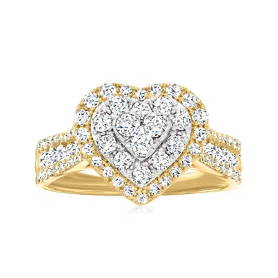 Ross-simons Diamond Heart Ring In 14kt Yellow Gold