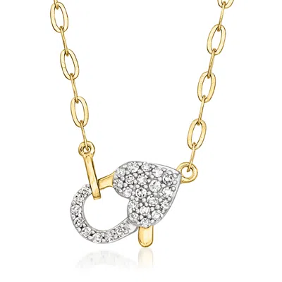 Ross-simons Diamond Heart-shaped Clasp Necklace In 18kt Gold Over Sterling