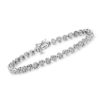 Ross-simons Diamond Heart Tennis Bracelet In Sterling Silver