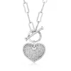 Ross-simons Diamond Heart Toggle Necklace In Sterling Silver In Multi