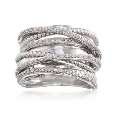 Ross-simons Diamond Highway Ring In Sterling Silver In White