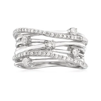 Ross-simons Diamond Highway Ring In Sterling Silver In White