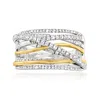 Ross-simons Diamond Highway Ring In Sterling Silver With 14kt Yellow Gold In White