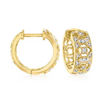 Ross-simons Diamond Hoop Earrings In 18kt Gold Over Sterling In White