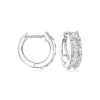 Ross-simons Diamond Hoop Earrings In Sterling Silver In Metallic