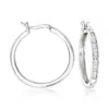 Ross-simons Diamond Hoop Earrings In Sterling Silver In White