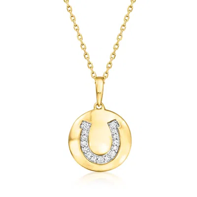 Ross-simons Diamond Horseshoe Disc Pendant Necklace In 18kt Gold Over Sterling In Multi