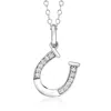 Ross-simons Diamond Horseshoe Pendant Necklace In Sterling Silver In Silver