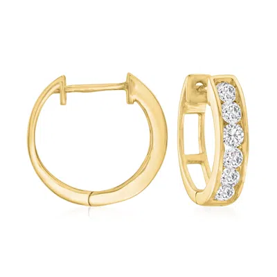 Ross-simons Diamond Huggie Hoop Earrings In 14kt Yellow Gold