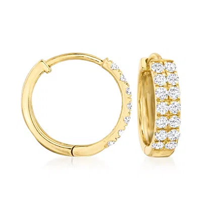 Ross-simons Diamond Huggie Hoop Earrings In 14kt Yellow Gold In White