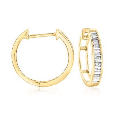 Ross-simons Diamond Huggie Hoop Earrings In 14kt Yellow Gold In White