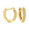 Ross-simons Diamond Huggie Hoop Earrings In 18kt Gold Over Sterling In White