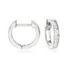 Ross-simons Diamond Huggie Hoop Earrings In Sterling Silver In Metallic