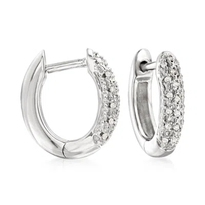 Ross-simons Diamond Huggie Hoop Earrings In White