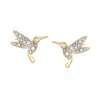 Ross-simons Diamond Hummingbird Stud Earrings In 18kt Gold Over Sterling In White