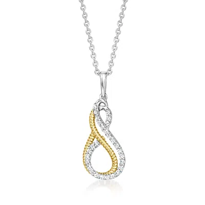 Ross-simons Diamond Infinity Pendant Necklace In Sterling Silver And 18kt Gold Over Sterling In Multi