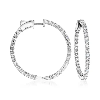 Ross-simons Diamond Inside-outside Hoop Earrings In 14kt White Gold In Silver