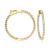 Ross-simons Diamond Inside-outside Hoop Earrings In 14kt Yellow Gold In White