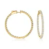 Ross-simons Diamond Inside-outside Hoop Earrings In 14kt Yellow Gold In White