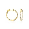 Ross-simons Diamond Inside-outside Hoop Earrings In 14kt Yellow Gold In White
