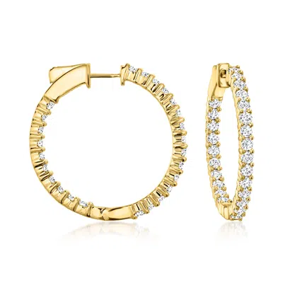 ROSS-SIMONS DIAMOND INSIDE-OUTSIDE HOOP EARRINGS IN 18KT GOLD OVER STERLING