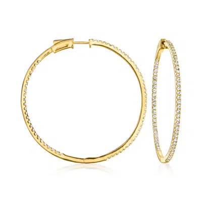 Ross-simons Diamond Inside-outside Hoop Earrings In 18kt Gold Over Sterling In White