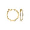 Ross-simons Diamond Inside-outside Hoop Earrings In 18kt Gold Over Sterling In White