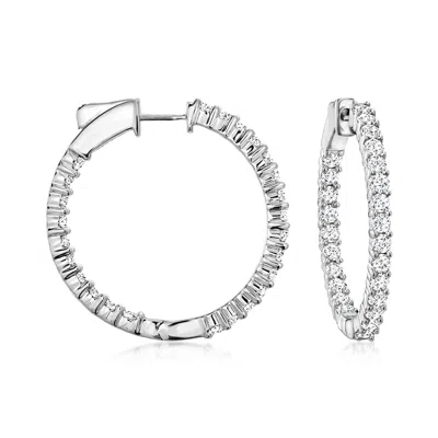 Ross-simons Diamond Inside-outside Hoop Earrings In Sterling Silver In Multi