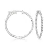 Ross-simons Diamond Inside-outside Hoop Earrings In Sterling Silver In Silver