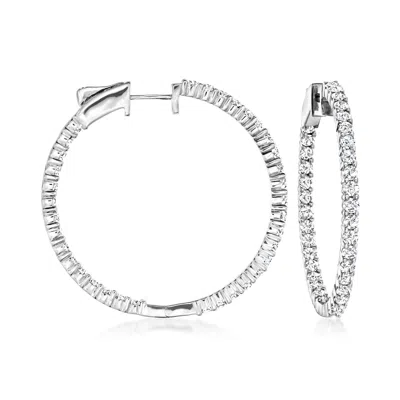 Ross-simons Diamond Inside-outside Hoop Earrings In Sterling Silver In White