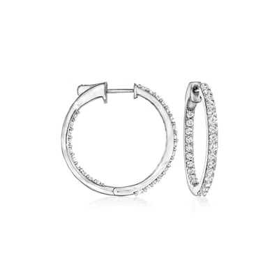 Ross-simons Diamond Inside-outside Hoop Earrings In Sterling Silver In White